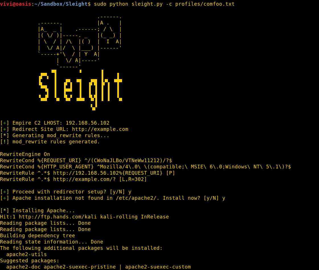 Sleight setup 1