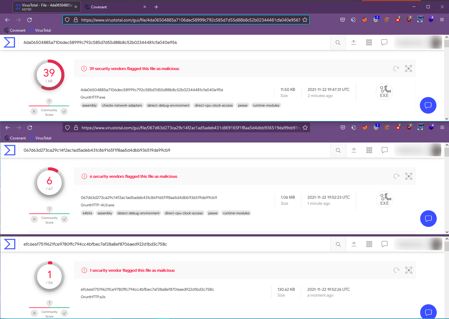 VT GruntHTTP comparison